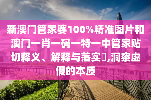 新澳门管家婆100%精准图片和澳门一肖一码一特一中管家贴切释义、解释与落实​,洞察虚假的本质