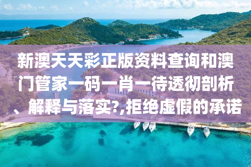 新澳天天彩正版资料查询和澳门管家一码一肖一待透彻剖析、解释与落实?,拒绝虚假的承诺