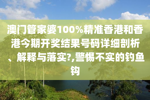 澳门管家婆100%精准香港和香港今期开奖结果号码详细剖析、解释与落实?,警惕不实的钓鱼钩